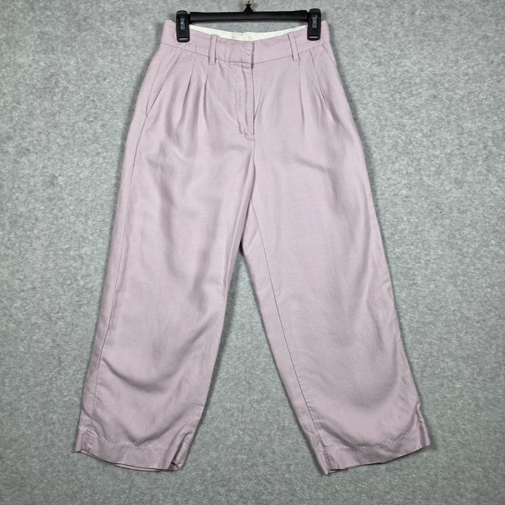 Wilfred Pants Womens Size 4 Lilac The Effortless Pant Cropped Linen Blend Relaxe